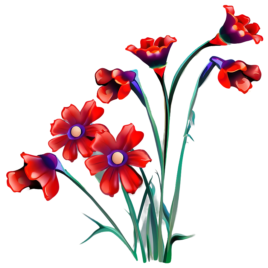 Red Flowers Fantasy Png Jpy