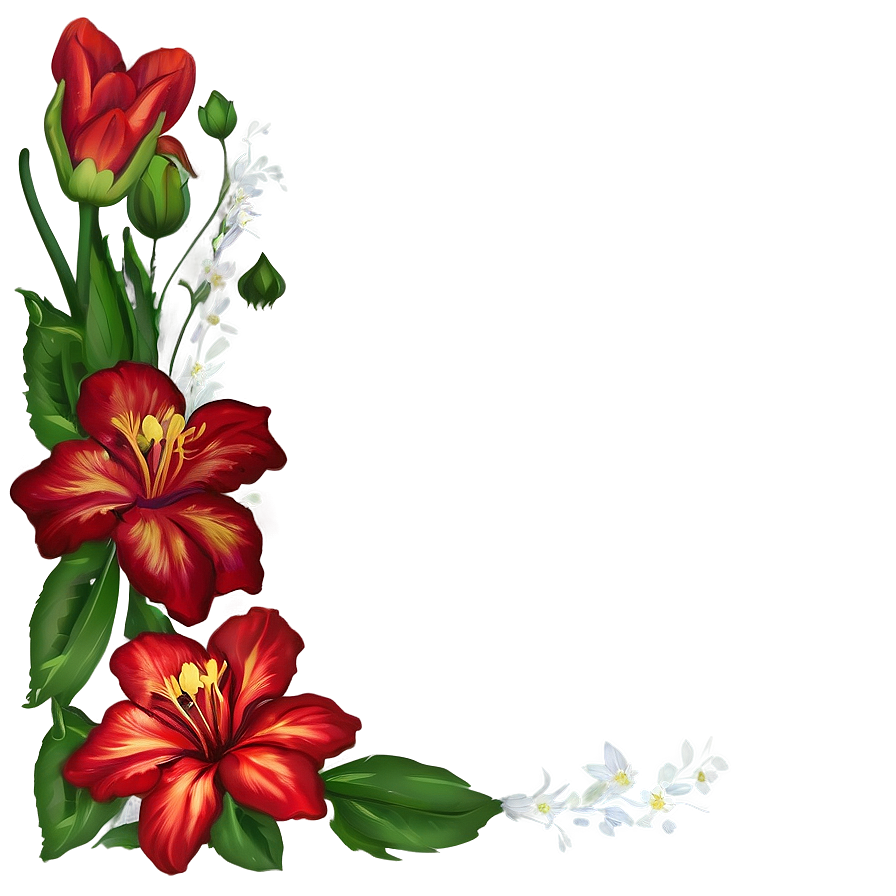 Red Flowers Frame Png Jre