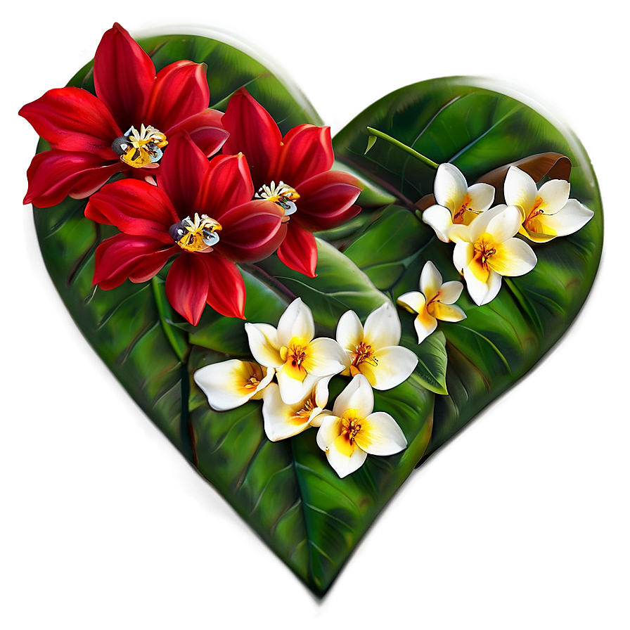 Red Flowers Heart Png Sgw