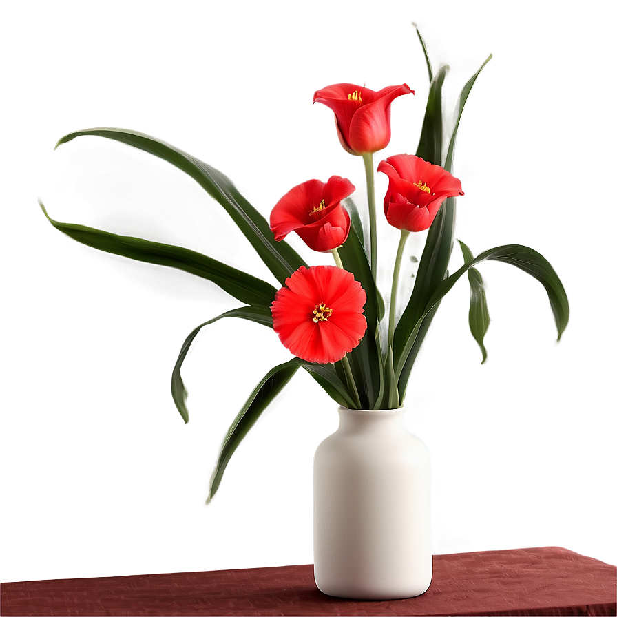 Red Flowers In Vase Png 20