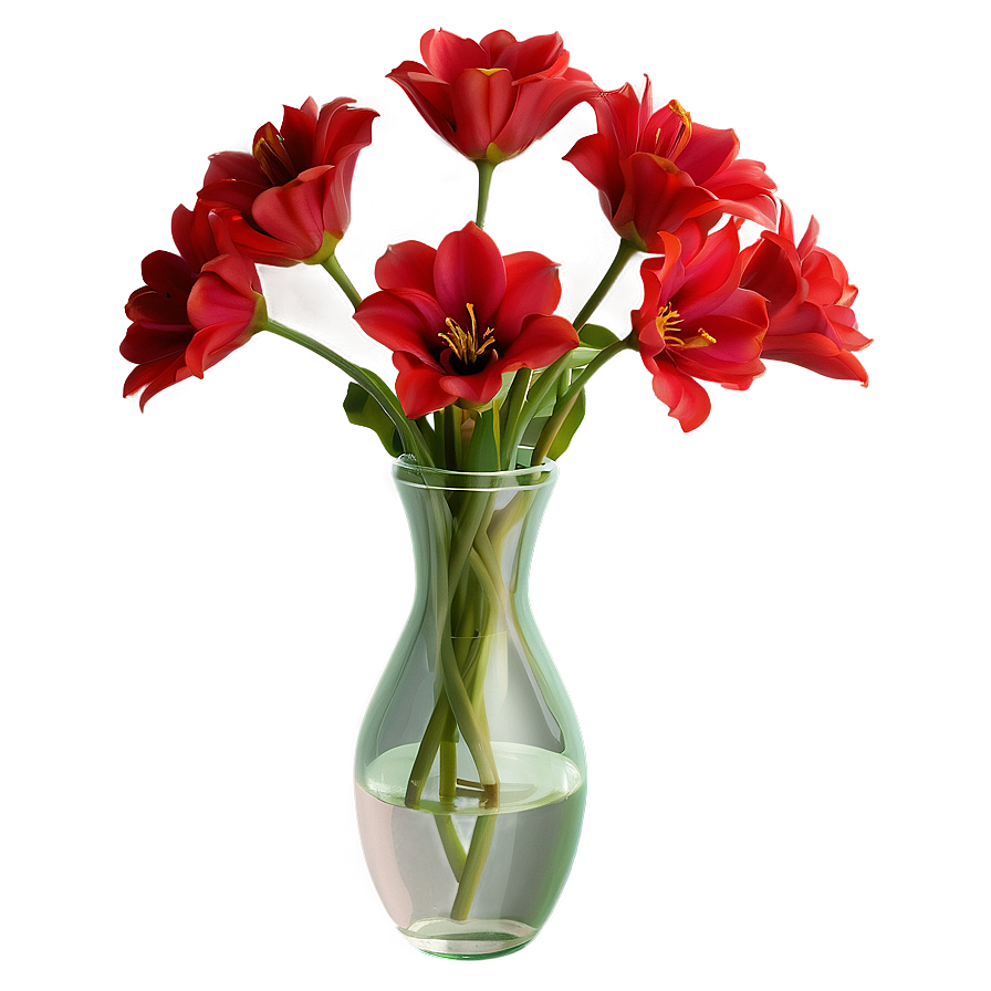 Red Flowers In Vase Png Tfn18