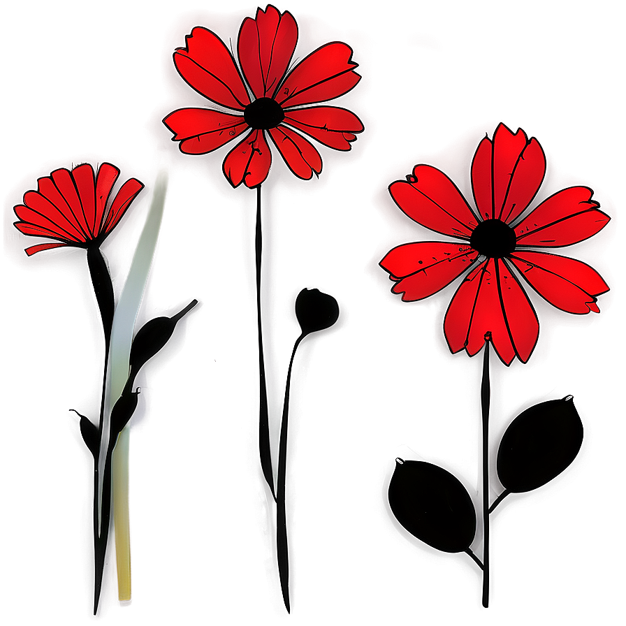 Red Flowers Silhouette Png 06122024