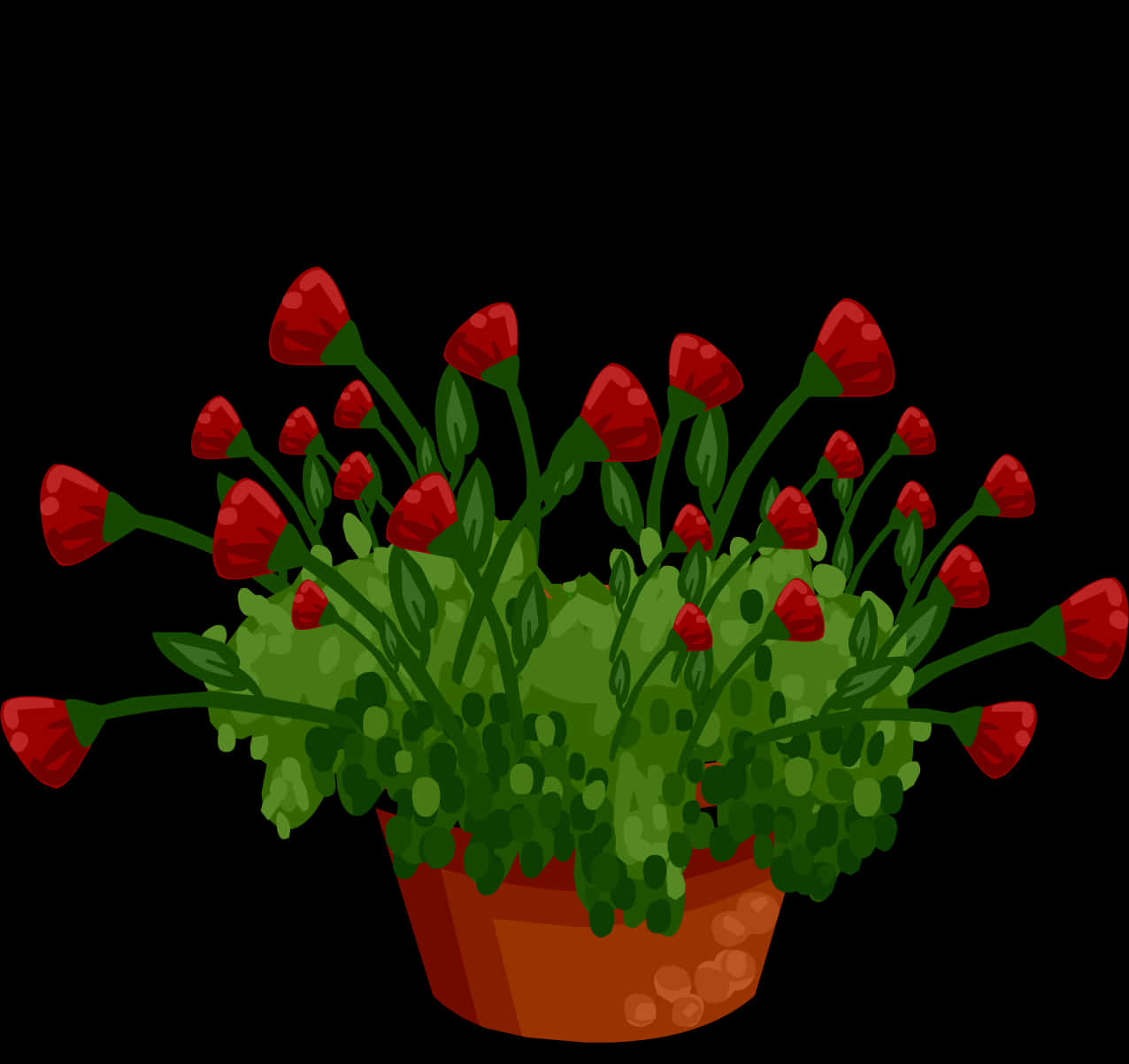 Red Flowersin Hanging Basket Illustration