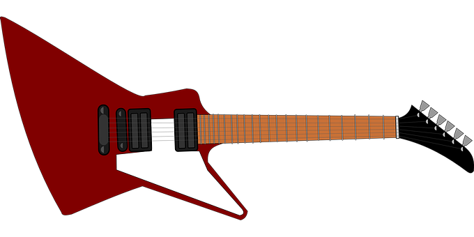 Red Flying V Guitar Illustration PNG with transparent background