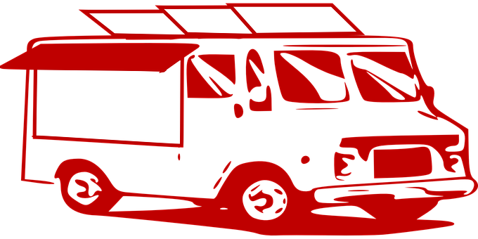 Red Food Truck Graphic PNG with transparent background