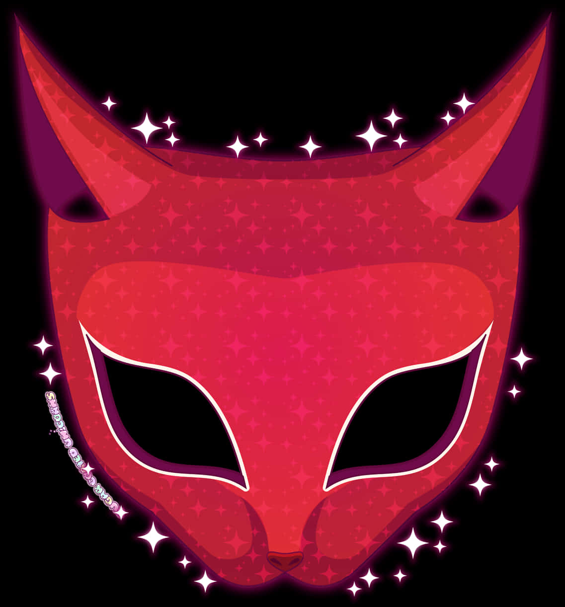 Red Fox Mask Sparkling Stars