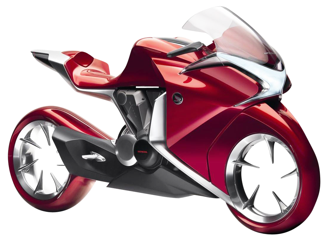 Red Futuristic Honda Motorcycle Concept PNG with transparent background