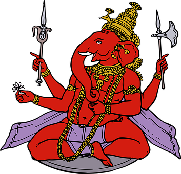 Red Ganesha Illustration PNG with transparent background