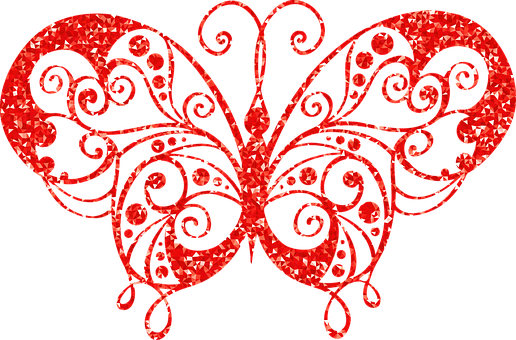 Red Gemstone Butterfly Artwork