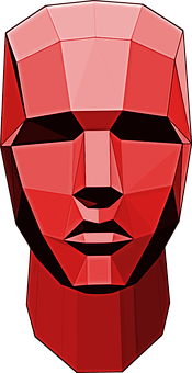 Red Geometric Face Illustration