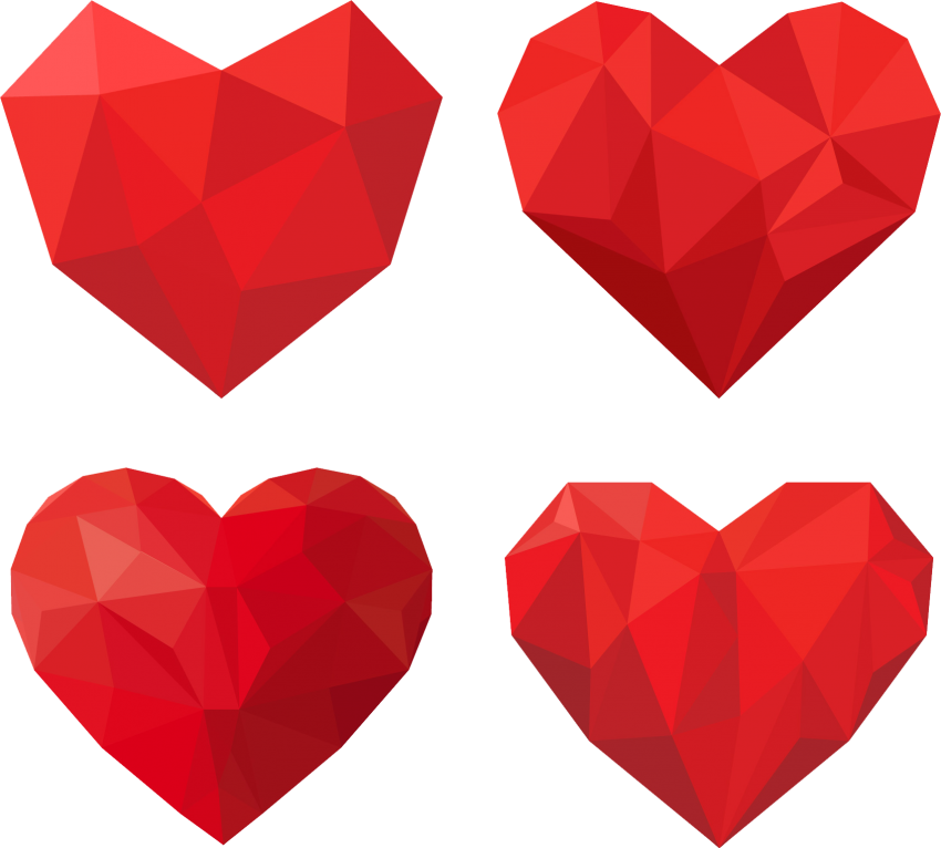 Red Geometric Hearts Graphic