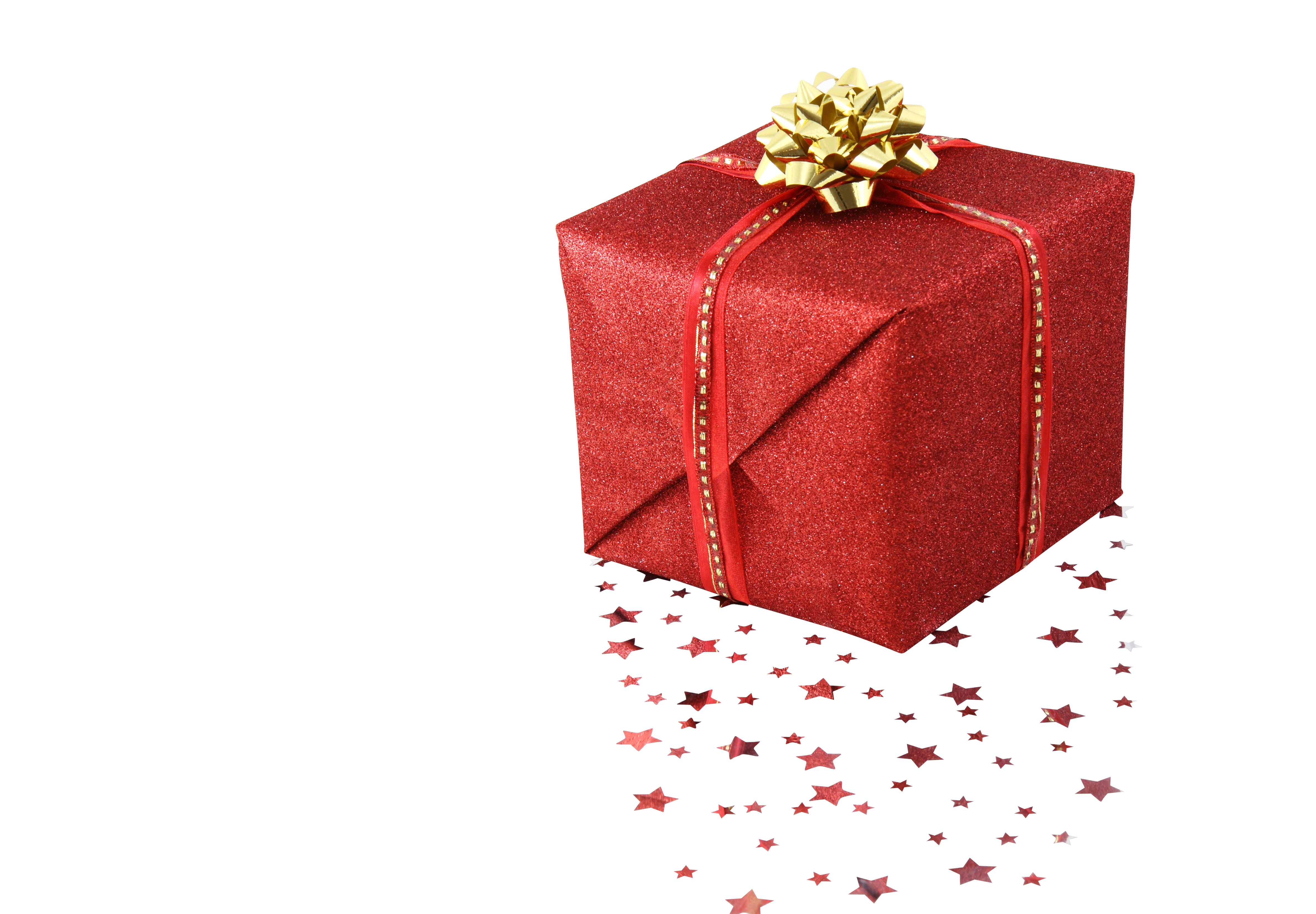 Red Gift Boxwith Golden Bow PNG with transparent background