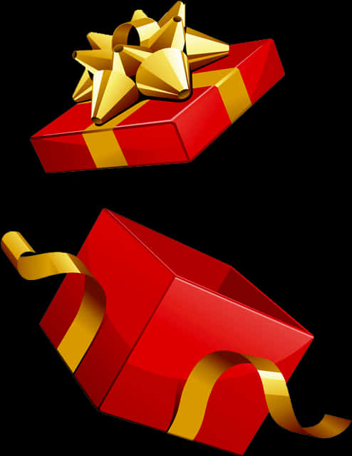 Red Gift Boxwith Golden Ribbon