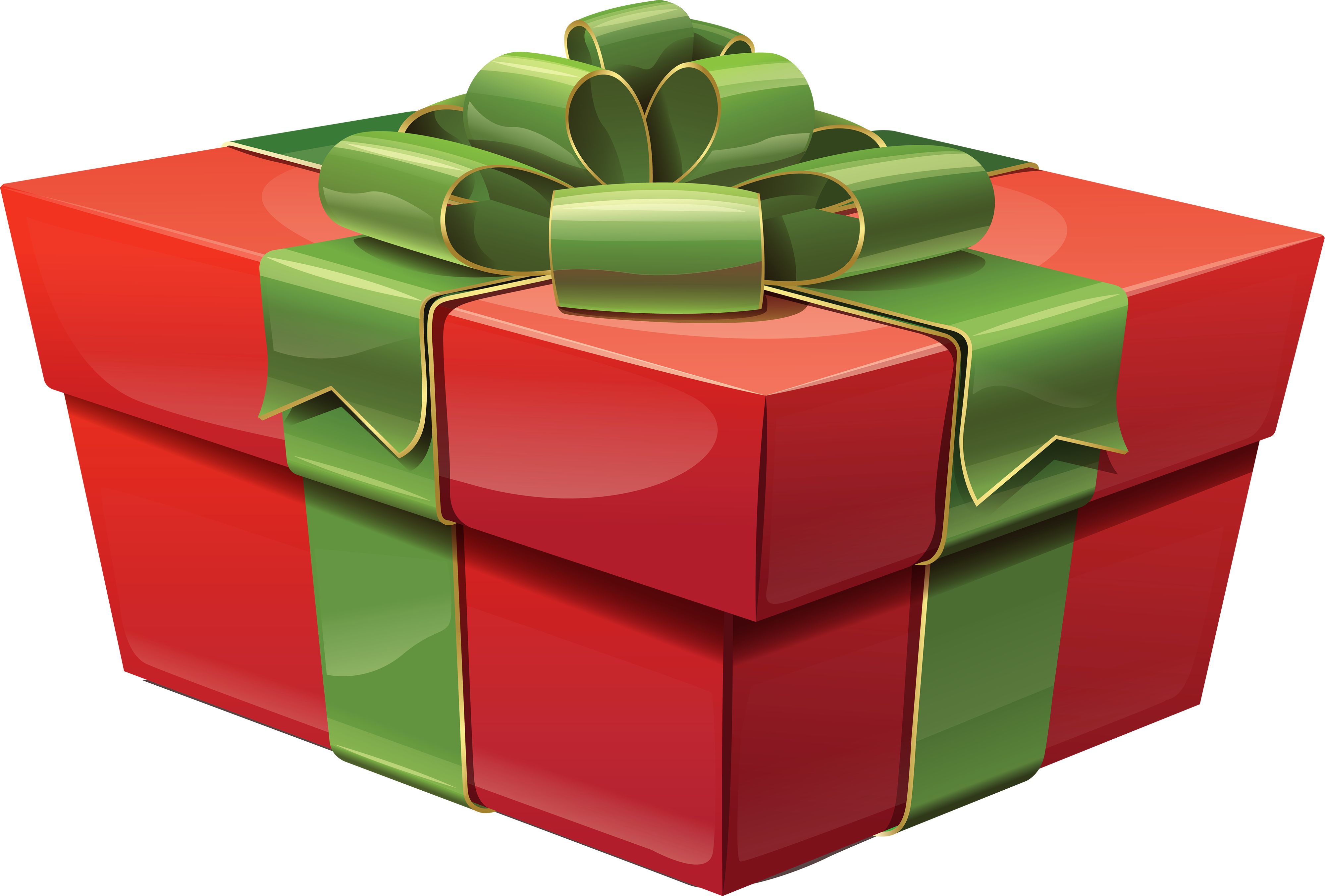 Red Gift Boxwith Green Ribbon PNG with transparent background