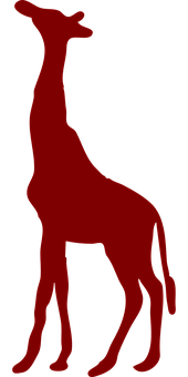 Red Giraffe Silhouette PNG with transparent background