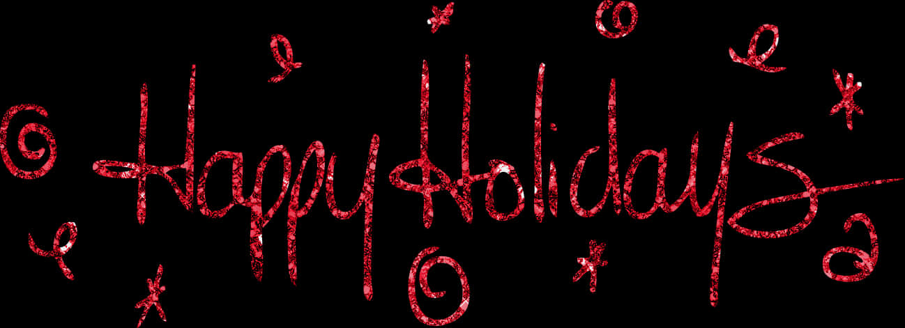Red Glitter Happy Holidays Text PNG with transparent background