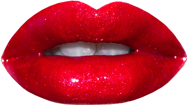 Red Glitter Lips Closeup PNG with transparent background