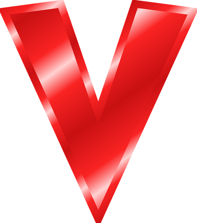 Red Glossy Letter V Graphic