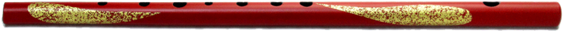 Red Golden Flute Side View PNG with transparent background