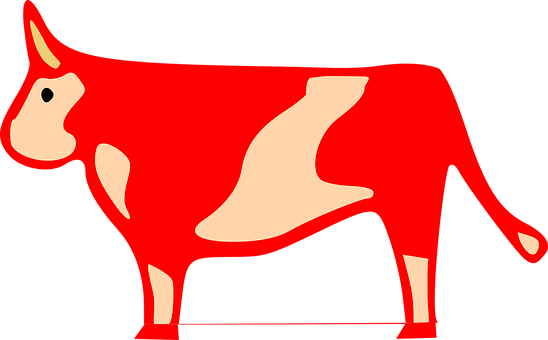 Red Graphic Cow Illustration PNG with transparent background