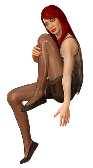 Red Haired Animated Woman Sitting