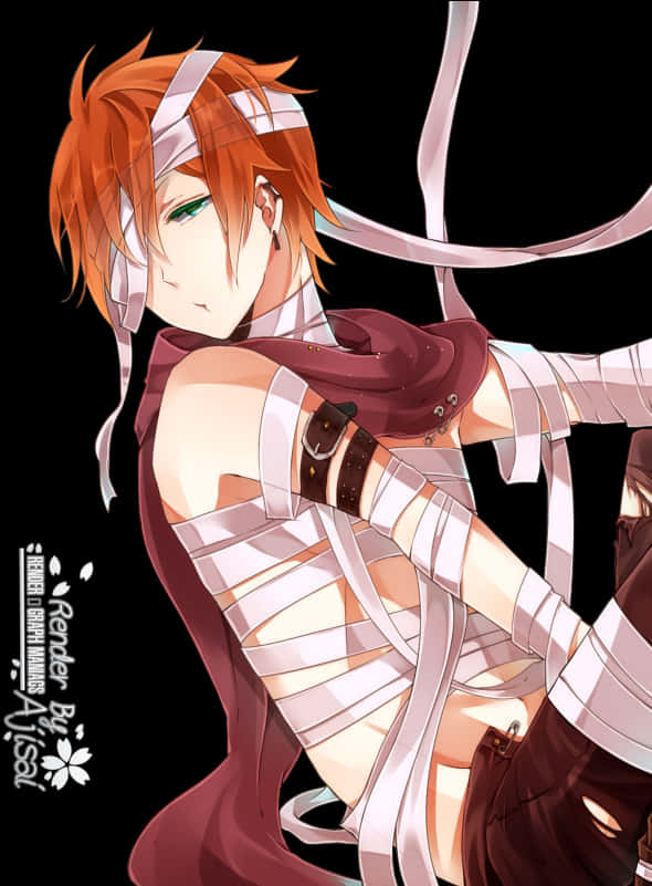 Red Haired Anime Boy Bandaged