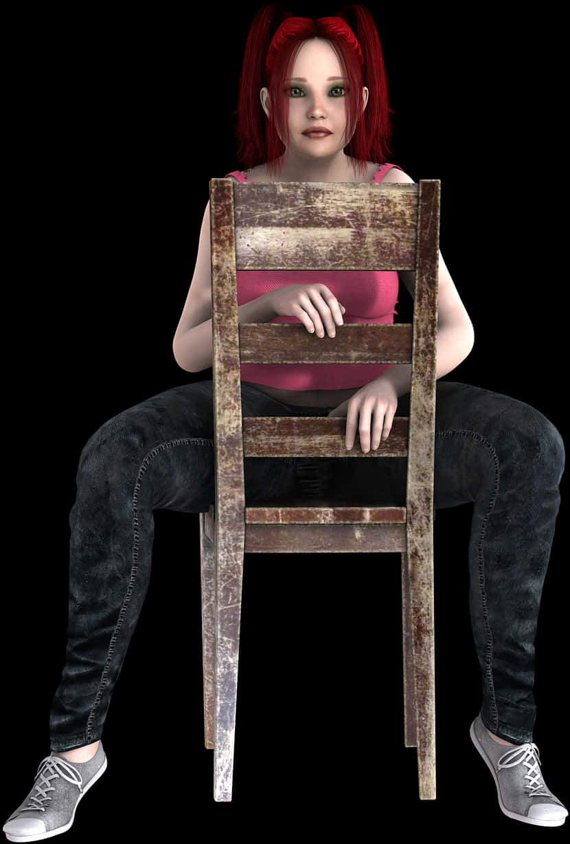 Red Haired C G Character Seatedon Chair