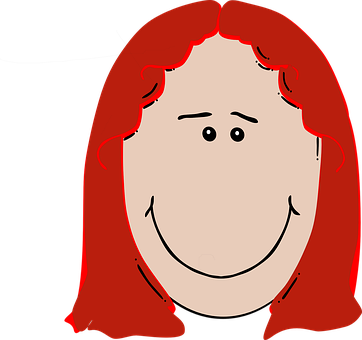 Red Haired Cartoon Face PNG with transparent background
