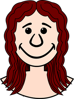 Red Haired Cartoon Female Smiling PNG image with a transparent background, free high-resolution download