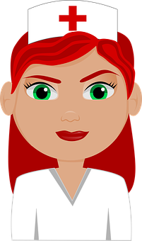 Red Haired Cartoon Nurse PNG with transparent background