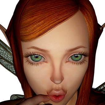 Red Haired Elf Gesture PNG with transparent background