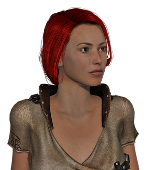 Red Haired Female Character Portrait PNG with transparent background