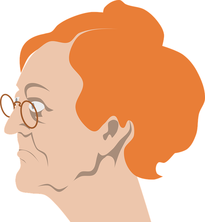 Red Haired Granny Profile Illustration