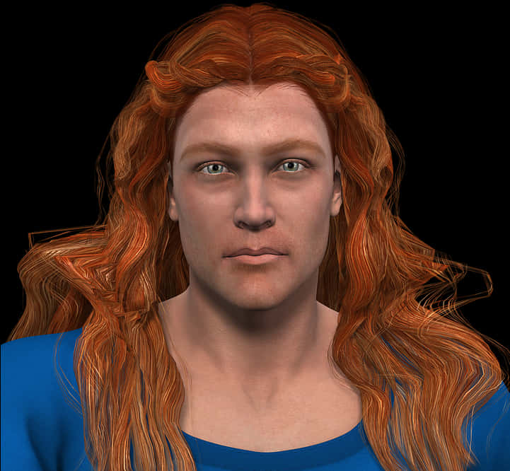 Red Haired Manwith Long Wavy Hair