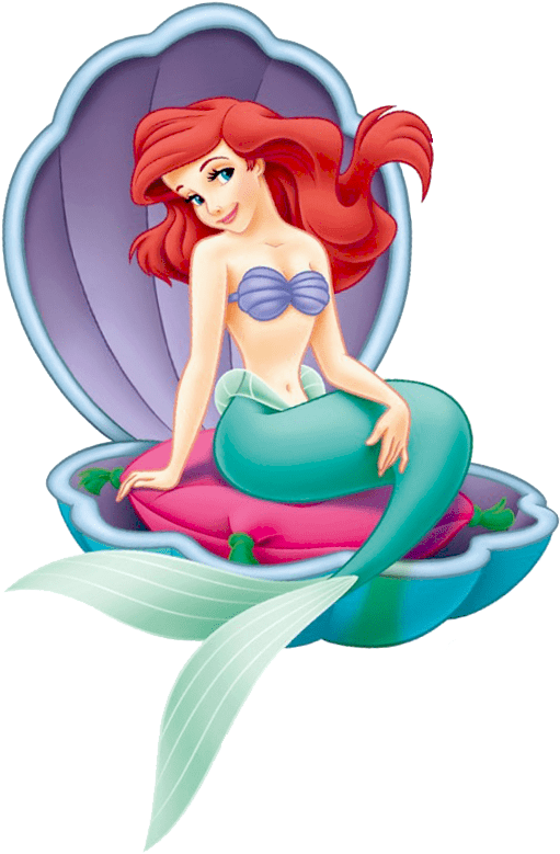 Red Haired Mermaid Seashell Clipart