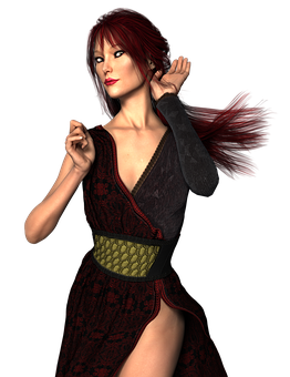 Red Haired3 D Model Pose