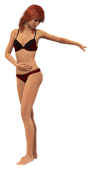 Red Haired3 D Modelin Bikini