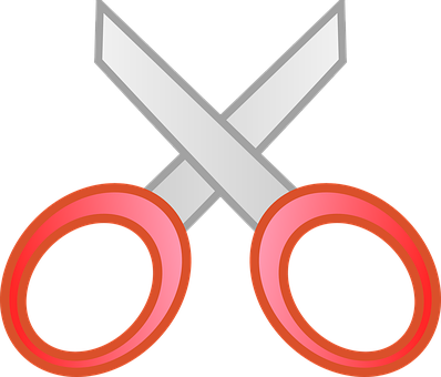 Red Handled Scissors Vector PNG image with a transparent background, free high-resolution download