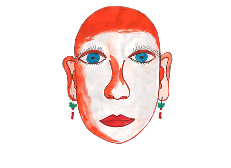 Red Headed Illustration PNG with transparent background