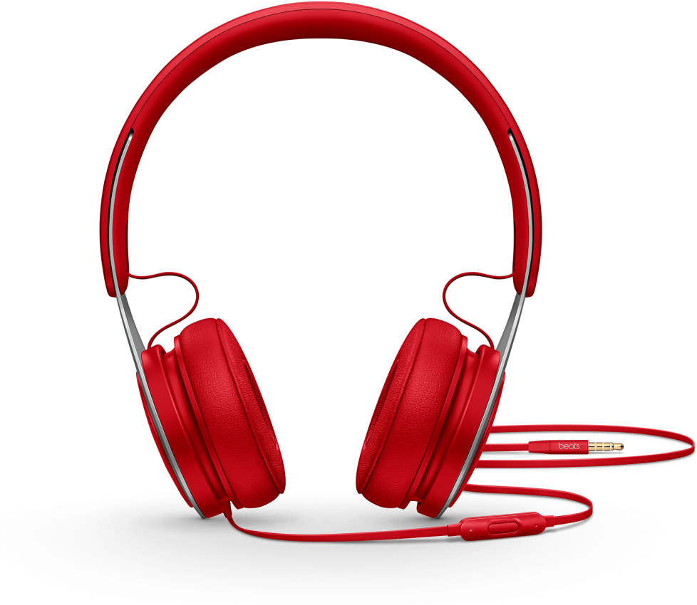 Red Headphones Product Showcase PNG image with a transparent background, free high-resolution download