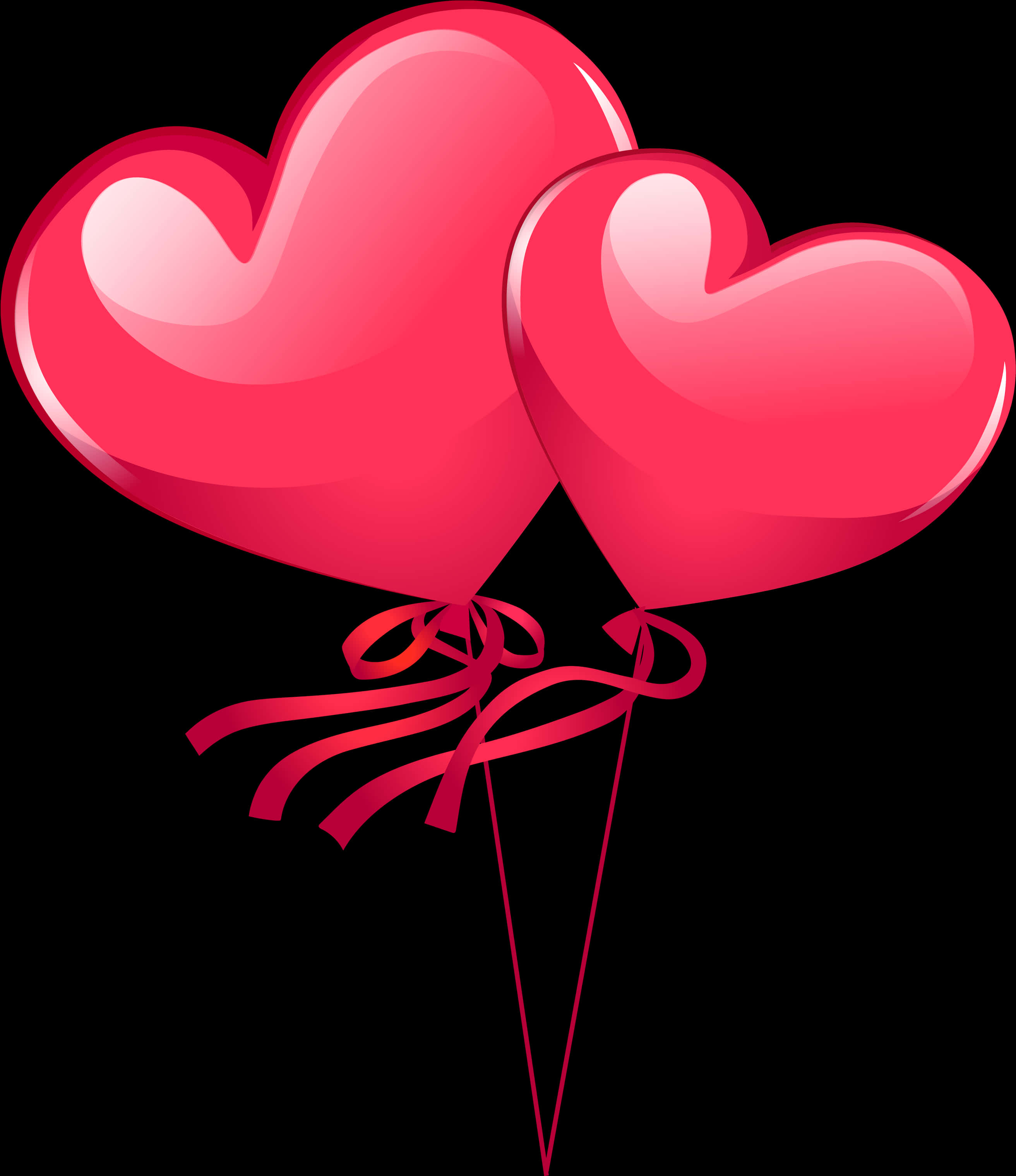Red Heart Balloons Illustration PNG with transparent background