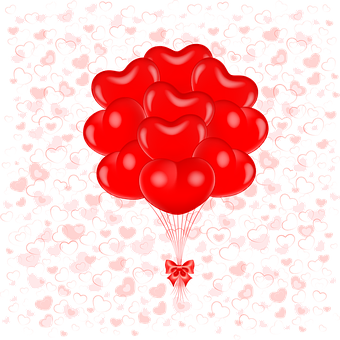 Red Heart Balloons Vector Illustration PNG with transparent background