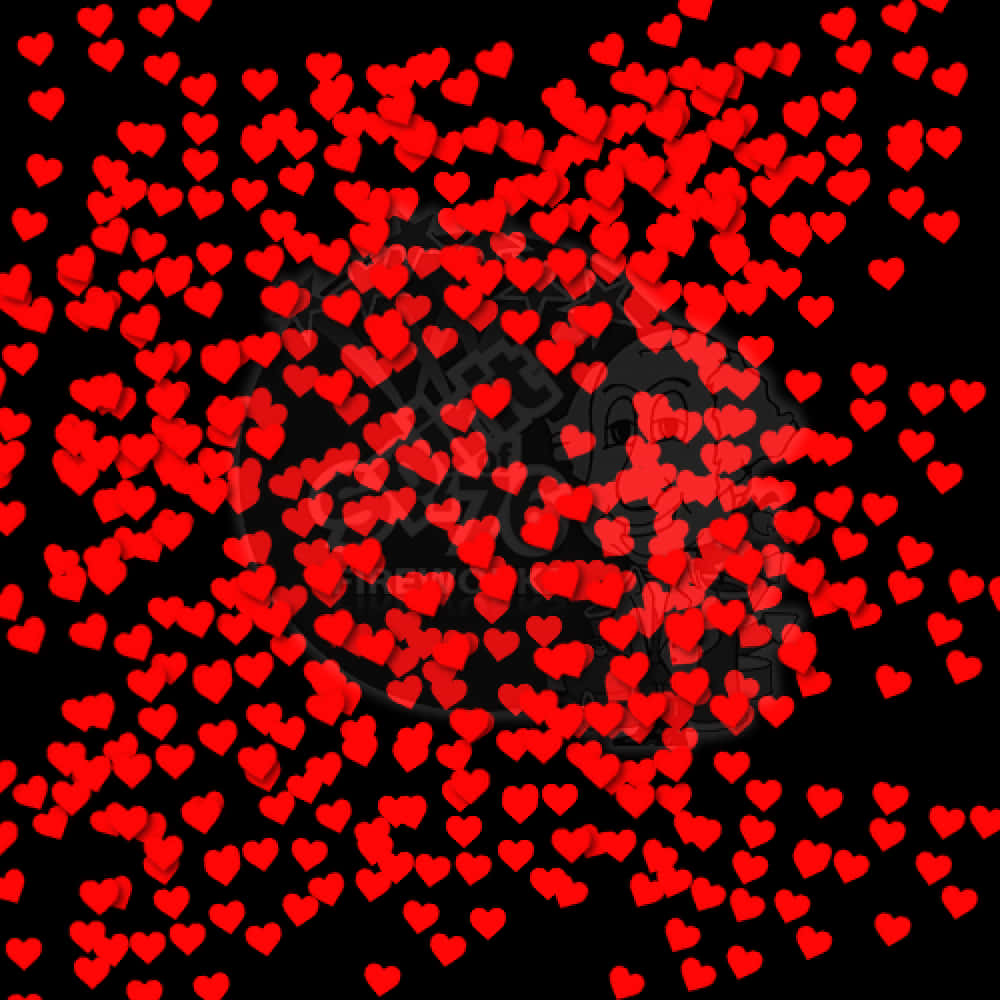 Red Heart Confetti Black Background