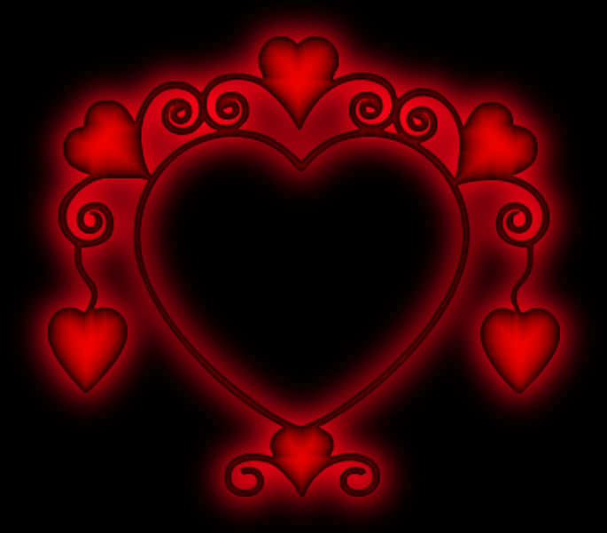 Red Heart Designon Black Background