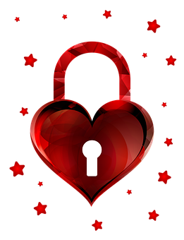 Red Heart Lock Graphic PNG with transparent background