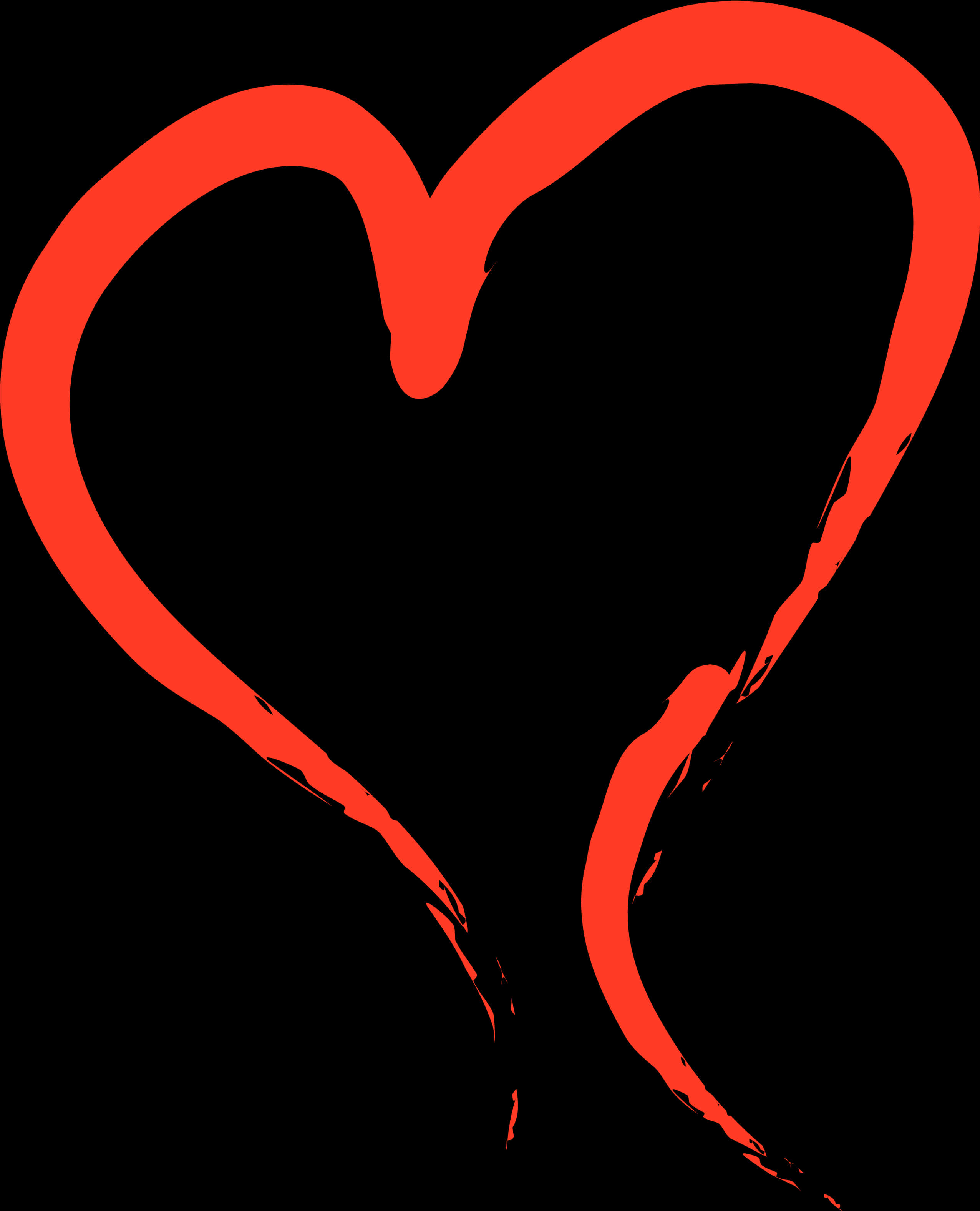 Red Heart Outline Artistic Black Background