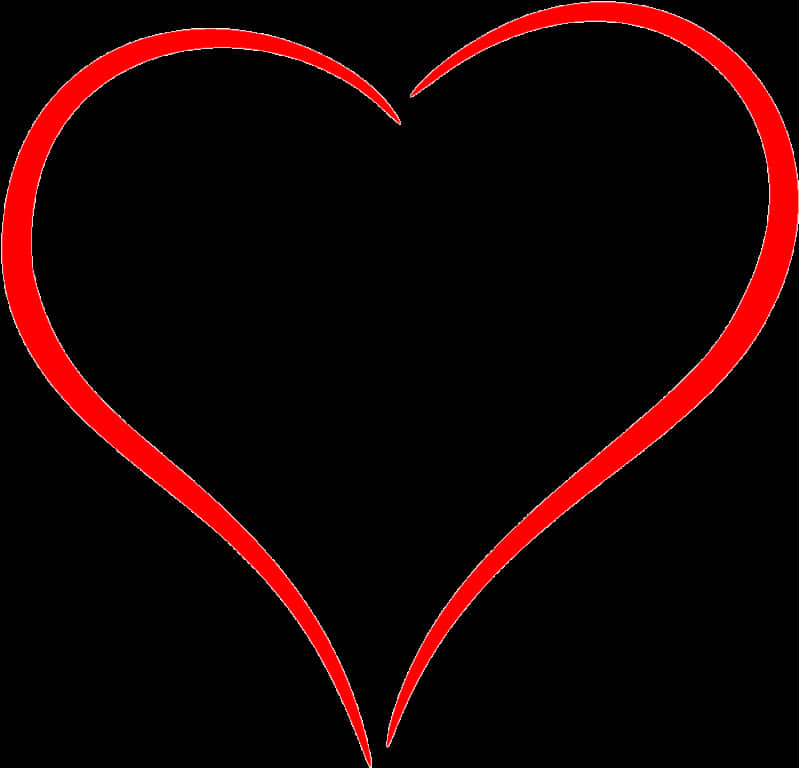 Red Heart Outlineon Black Background