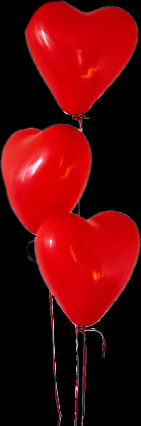 Red Heart Shaped Balloonson Black Background