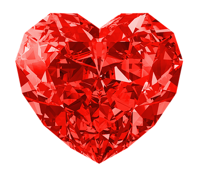 Red Heart Shaped Gemstone PNG with transparent background