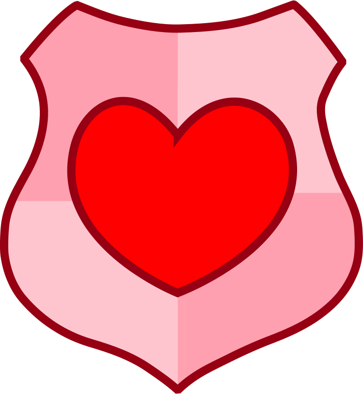 Red Heart Shield Graphic PNG with transparent background